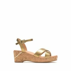 Hush Puppies Gold Maya Quarter Strap Wedge Sandals