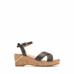 Hush Puppies Black Maya Quarter Strap Wedge Sandals