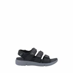 Hush Puppies Black Raul Multi Hook And Loop Strap Sandals