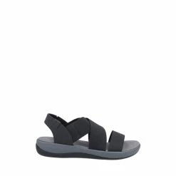 Hush Puppies Black Sophia Elastic Cross Strap Sandals