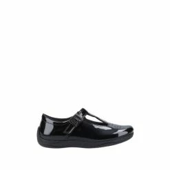 Hush Puppies Black Eliza Junior Patent School Shoes