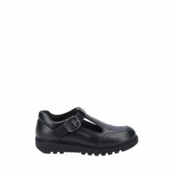 Hush Puppies Black Kerry Non Patent Junior Buckle Shoes