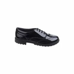 Hush Puppies Black Eadie Senior Patent School Shoes